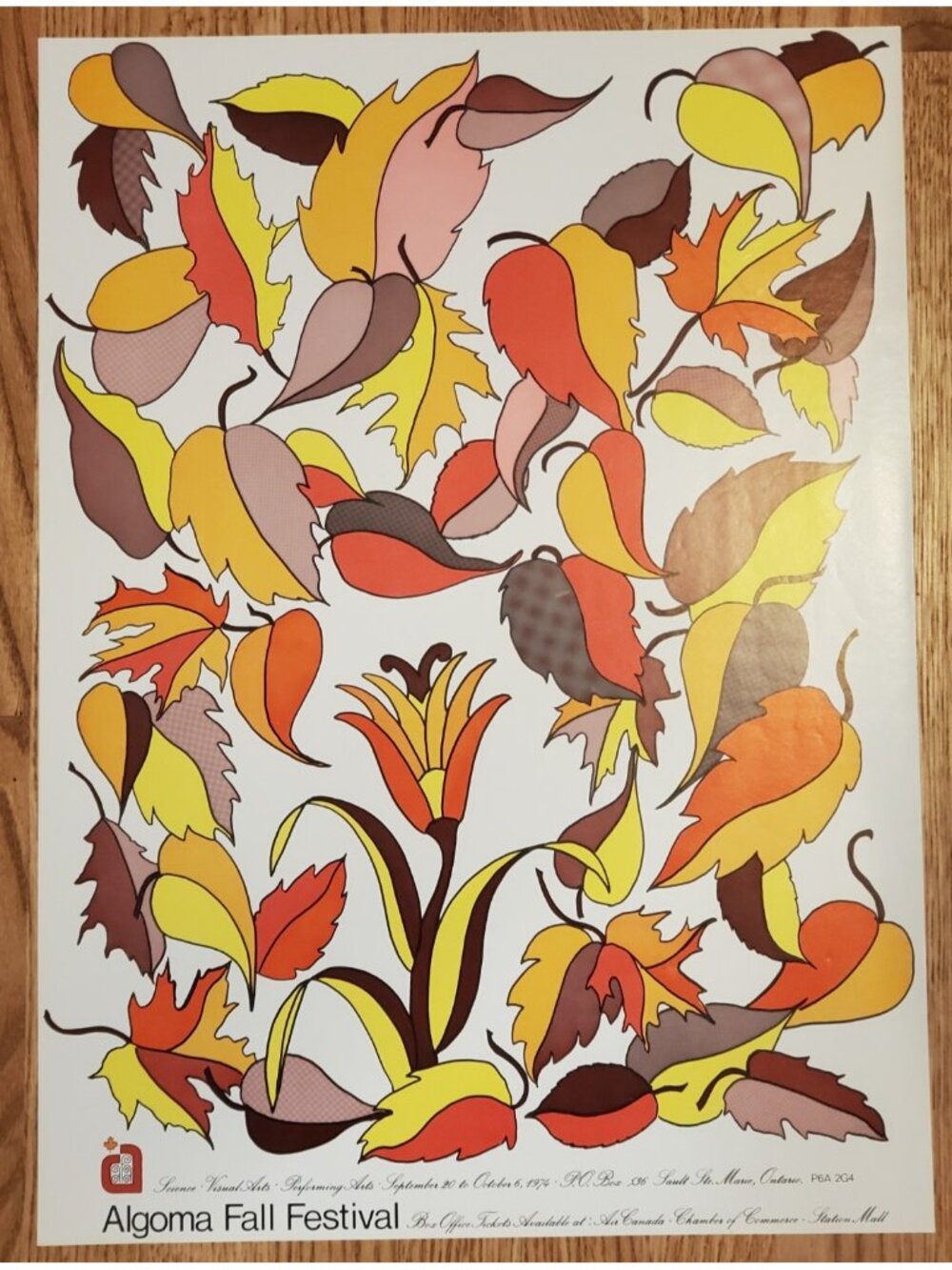 Algoma Fall Festival Poster 1974 Ontario Canada Autumn Leaves Vintage Canadian